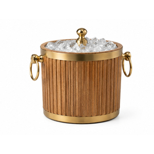 Seau à glace moderne à double paroi en bois avec doublure en acier inoxydable, refroidisseur de baril à vin en bois avec couvercle et poignée pour la vente en gros d'articles de bar - Product Image 4
