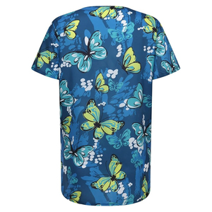 Wholesale Printed Medical Uniforms Polyester Spandex Stretch Scrub Tops Custom Logo Sublimation Print <b>Nursing</b> Apparel - Product Image 5