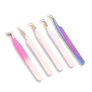 Pinzas de extensión de pestañas de acero inoxidable con punta de fibra de alta precisión Pinzas de pestañas de volumen profesional - Product Image 1