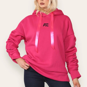 Sudadera con Capucha Rosa de Forro Polar para Mujer al por Mayor, Sudadera Oversize con Logo Personalizado, Ropa Casual de Invierno, Sudaderas con Capucha para Mujer - Product Image 1