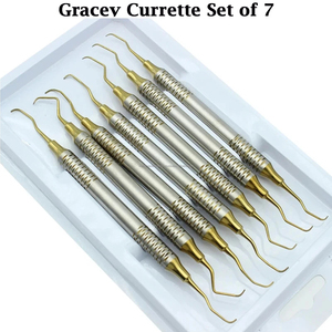 Juego de 7 piezas de curetas y raspadores periodontales Gracey con mango hueco, instrumentos quirúrgicos dentales de colores - Product Image 2