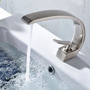 Rubinetto Moderno Monocomando per Bagno, Finitura Nichel Spazzolato, Rubinetto Monoforo per Lavabo o Mobile Bagno - Product Image 3