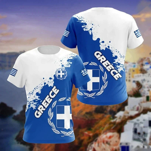 Fashion Streetwear Greek Flag Abstract Graphic Design Men’s Cotton Tee - Product Image 1