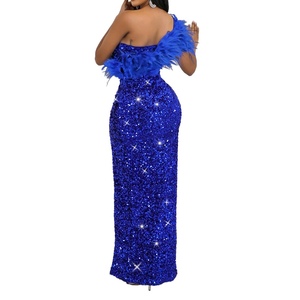 Nuevos Vestidos de Fiesta para Mujer con Lentejuelas, Abertura Alta y Hombro Diagonal - Product Image 2
