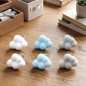 Wholesale Handmade <b>Ceramic</b> Cloud <b>Knobs</b> Pastel Drawer Cabinet Door Pulls Kids Nursery Furniture Decorative Handles - Product Image 2