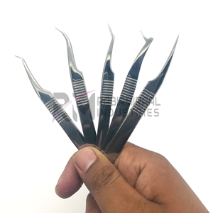 Pince à cils RMI tendance, recourbée, en acier inoxydable, à pointe lisse, avec clip doré, pour greffe de cils, beauté - Product Image 3