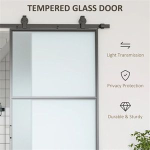 36\" X 84\" Industrial Frosted Tempered Glass Bathroom Sliding Door with 6FT Carbon Steel Handle Kit - Product Image 4
