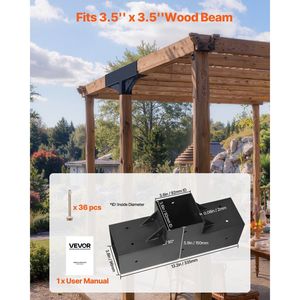 Kit di 2 staffe a T per pergola/gazebo/padiglione fai-da-te, 3 vie 4x4 (dimensioni effettive 3,5x3,5 pollici) con viti per padiglione - Product Image 2