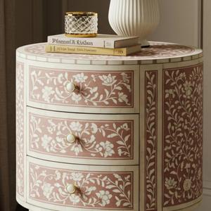 Mesa de Cajones con Incrustaciones de Hueso de ILAHI, Diseño Moderno con Detalles de Ágata, Almacenamiento de Tres Niveles, Mueble Portátil para el Hogar - Product Image 4