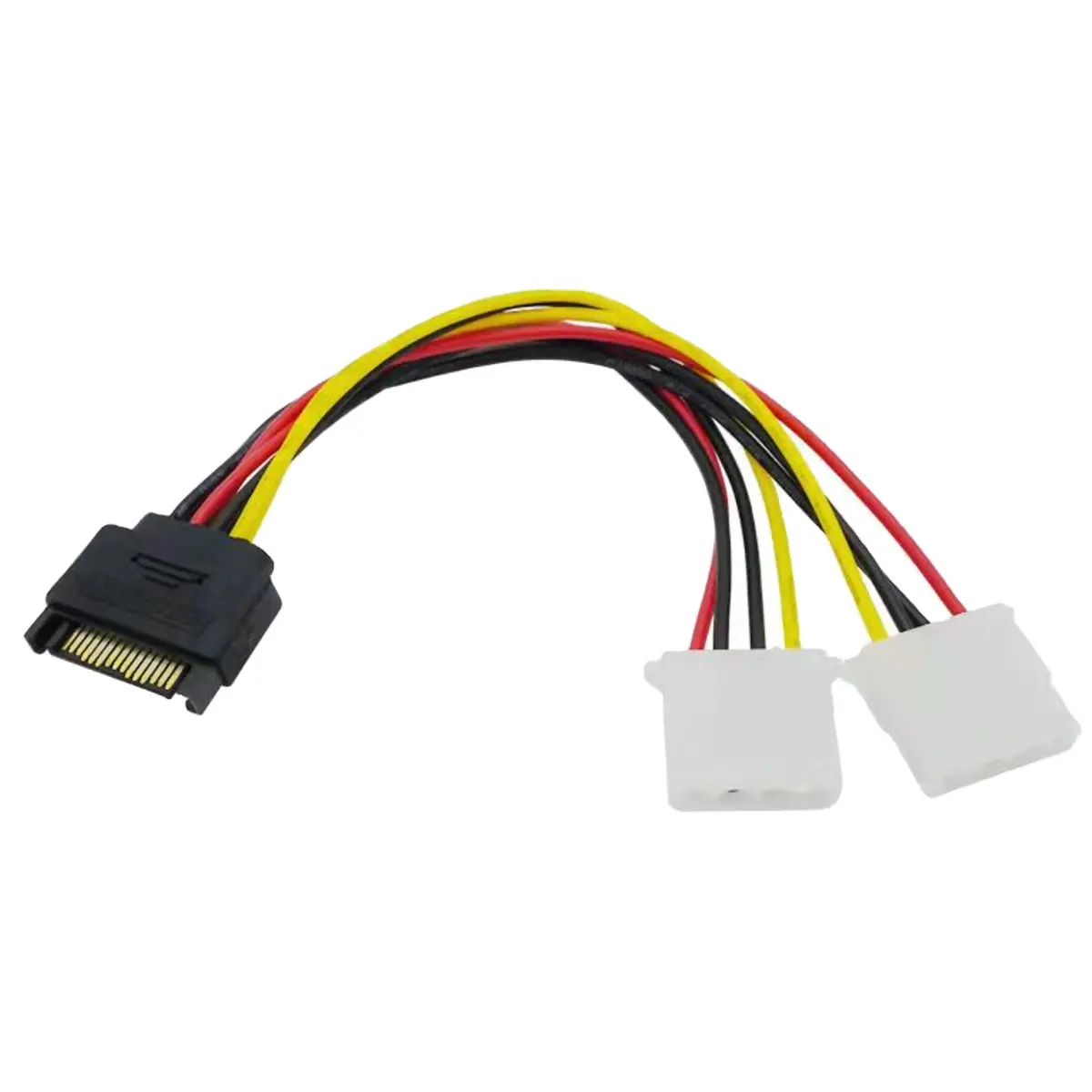 SATA 15-Pin Male to Dual 4 Pin Molex LP4 Female IDE Hard Drive Power Adapter Converter Cable for IDE HDD DVD