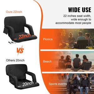 Sedia Reclinabile Pieghevole Portatile Imbottita con Riscaldamento a 3 Livelli, Supporto Lombare per Sedile da Stadio, Ampia Seduta per Gradinate con Doppio Riscaldamento - Product Image 6