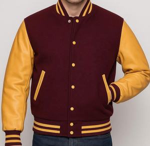 Blouson universitaire rétro vintage pour homme à faible MOQ, en cuir personnalisé, style baseball, avec logo brodé - Product Image 1