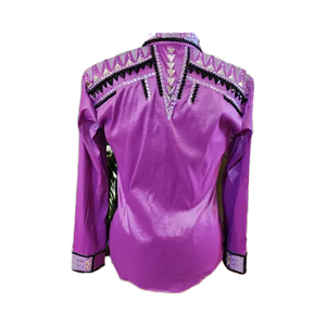 Tela de tafetán elástica hecha a mano Cowgirl Western Show Shirt para ropa ecuestre y equitación - Product Image 4