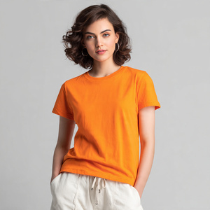 T-shirts en coton de haute qualité pour femmes, coupe ajustée, col rond, manches courtes, t-shirt d'été pour femmes, 100% coton, t-shirts en polyester pour femmes - Product Image 3