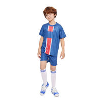 Seragam Sepak Bola Anak Laki-laki Perempuan, Dapat Disesuaikan, Musim Panas, Bahan Bernapas 100% Poliester, Tanpa Lengan, Motif Bendera, SD/SMP