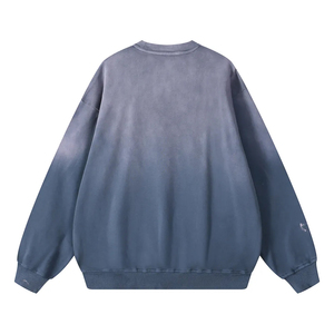 <b>Men</b> Women Acid Wash 100% Polyester Oversized Vintage Crewneck Zipper-Up Streetwear Sweatshirt Applique Custom Printing - Product Image 1