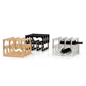 Présentoir à vin moderne en bois de pin naturel et acier, design classique, avec poignée pour rangement et présentation en cuisine - Product Image 6