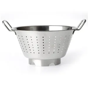 Eco-Friendly Fine Mesh Stainless Steel Round <b>Colander</b> with Sturdy Base for Straining Pasta Rice Fruits and Vegetables - Product Image 3
