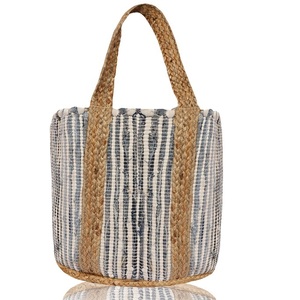 Sac fourre-tout bohème en jute et coton 2026 pour femme, couleur unie, fermeture ouverte, écologique, réutilisable, pour voyage et shopping, personnalisable - Product Image 3