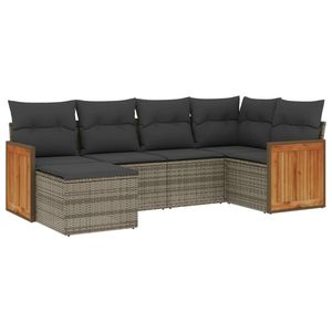 Conjunto de Sofá Mediano para Jardín, Ratán PE Gris con Acero con Recubrimiento en Polvo, Muebles Elegantes para Exteriores - Product Image 2