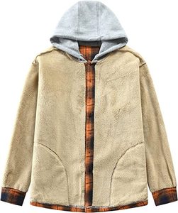 Veste chemise à capuche à carreaux pour homme, style vintage, personnalisable, pour l'extérieur, en flanelle rayée et polaire, vente en gros - Product Image 1