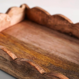 Scalloped wooden tray made in Vietnam, serving tray and wholesale price OEM ODM color - Product Image 2