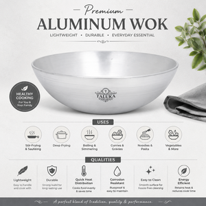 Indian Manufacturer Serving Table Ware Aluminum Wok <b>Pan</b> Heavy Duty Multipurpose Cooking & Serving Kadhai With <b>Handles</b> - Product Image 3
