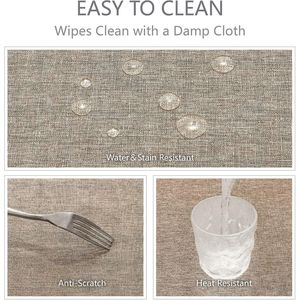 Tovaglia Rettangolare Impermeabile Antimacchia in Lino Testurizzato, Antipiega, in Tessuto Decorativo per Tavolo Rustico - Product Image 2