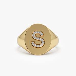 New Arrival 2025 Designer Gold Plated <b>925</b> Sterling <b>Silver</b> Custom Initial Letter Signet <b>Ring</b> Trendy Personalized Wedding <b>Ring</b> - Product Image 4