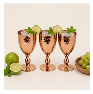 Copa de Vino de Cobre Puro 100% Hecha a Mano, Juego de Copas de Metal de Lujo para Bar, Fiestas y Regalos de Boda en Oferta - Product Image 3