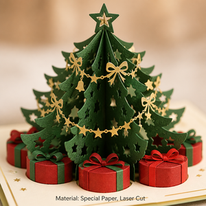 Carte de Noël 3D Pop-up ZS-PC0272 au design original, avec enveloppe rouge, découpe laser 4 couleurs, finition brillante, artisanat en papier, Joyeux Noël - Product Image 4