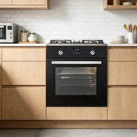 Appareil électroménager moderne pour la cuisine avec 4 éléments chauffants, ventilateur de convection, 3 programmes de grillades, four encastrable noir