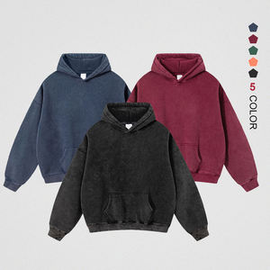 Sweat à capuche épais vintage délavé à l'acide, coupe oversize unisexe, streetwear, pull personnalisable avec logo, vente en gros - Product Image 1