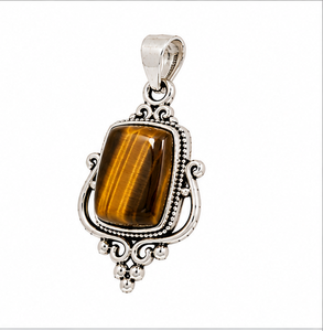 Pendentif en argent œil de tigre, pendentif en argent sterling 925 avec pierre précieuse, bijoux œil de tigre brun doré, pendentif bohème tendance, cadeau - Product Image 2