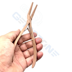 Pince professionnelle à bouche plate et incurvée pour extensions de cheveux - 7 pouces, en acier inoxydable, avec logo personnalisé, modèle GEMSTONE ENTERPRISES - Product Image 3