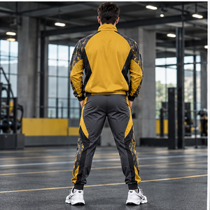 Chaqueta Deportiva Sublimada Personalizada para Hombre, Amarillo y Gris, con Cremallera Completa, Traje Deportivo para Calentamiento, Transpirable, Corte Regular, OEM - Product Image 4