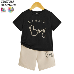 Ensemble de vêtements de mode pour garçons de haute qualité, tenue pour enfants, t-shirt et short 100% coton, décontracté, support OEM ODM pour la production en gros - Product Image 3