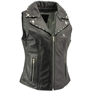 <b>Women</b> Leather Vintage Biker Motorcycle Vest Slim Fit Sleeveless <b>Waistcoat</b> Stylish V Neck Outerwear Windproof Casual Fashion - Product Image 6