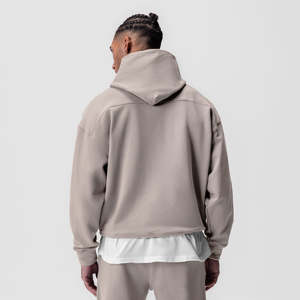 OEM Custom French Terry Gym Breathable Fleece with Quick Dry Snap Buttons Plus Size Embossed LOGO 100% Cotton Hoodies Men - Product Image 2