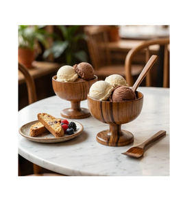 Tazón de Postre de Madera de Acacia, Plato para Postre, Tazón para Desayuno, Ensaladas y Bocadillos, Tazón de Postre de Madera con Logotipo Personalizado - Product Image 2