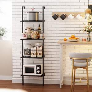 Étagères à livres industrielles en métal et bois à 4 niveaux, étagère murale ouverte et support de rangement pour la maison, le bureau, la chambre et le salon - Product Image 3