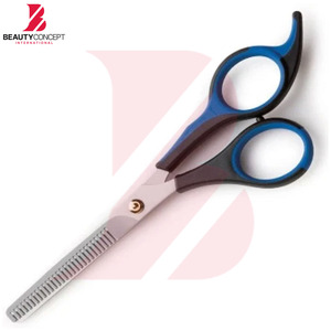 กรรไกรซอยผมด้ามพลาสติกสองสี น้ำเงิน-ดำ คุณภาพดี ราคาส่ง สำหรับร้านทำผมมืออาชีพ - Product Image 2