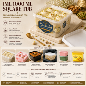 Pot carré en plastique PP de qualité alimentaire de 1000 ml avec couvercle à fermeture sécurisée pour la crème glacée, les produits laitiers, les bonbons et les plats à emporter - Product Image 4