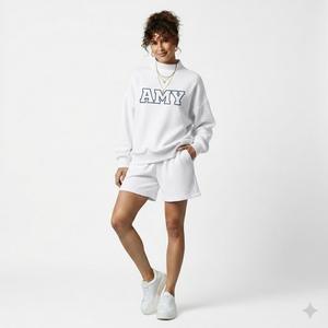 Nuevo Conjunto Casual de Invierno para Mujer, Sólido, por Encima de la Rodilla, con Cuello Alto y Pantalones Cortos, de Algodón y Poliéster Transpirable, con Logotipo Personalizado, Impresión OEM - Product Image 5