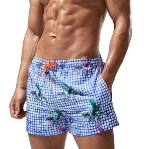 <b>Men</b> Casual Swim <b>Trunks</b> 100% Cotton Digital Printing Pattern Eco-Friendly Quick Dry UV Protection Elastic Wais - Product Image 1