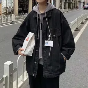 Chaquetas vaqueras para hombre, abrigo vaquero con hombros anchos para hombre, mangas con bordado azul, nuevo en invierno desgastado 2024, prendas de vestir de talla grande G L - Product Image 1