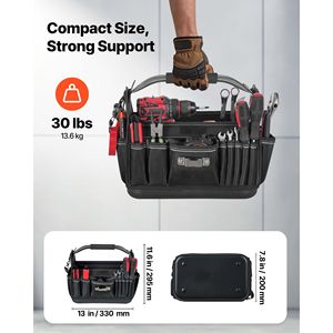 Borsa Portautensili da 13 Pollici con 33 Tasche - Organizer Portatile per Manutenzione Elettrica, Contenitore in Plastica Rigida - Product Image 3
