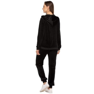 Women Velvet <b>Tracksuit</b> Set Hooded Zipper Full Sleeve Solid Color Casual Jogging Outfit With Side Pockets Winter Wear - Product Image 5