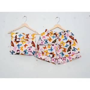 Ensemble de pyjama court en coton pour femmes, été, printemps, léger, imprimé floral, vêtements de demoiselle d'honneur, robe de nuit - Product Image 2