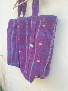 Sac fourre-tout matelassé léger de couleur unie, style bohème vintage, grande capacité, en coton, pour femmes - Product Image 4